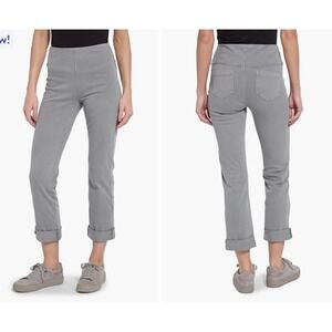 Lysse‎ Gray Knit Denim Boyfriend Jeans Cuffed Pull On Four Way Stretch XS New